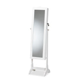Madigan Modern and Contemporary White Finished Wood Jewelry Armoire with Mirror
