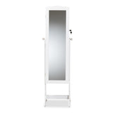 Madigan Modern and Contemporary White Finished Wood Jewelry Armoire with Mirror