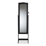 Madigan Modern and Contemporary Black Finished Wood Jewelry Armoire with Mirror
