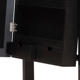 Madigan Modern and Contemporary Black Finished Wood Jewelry Armoire with Mirror