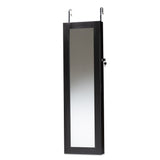 Richelle Modern and Contemporary Black Finished Wood Hanging Jewelry Armoire with Mirror