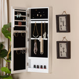 Pontus Modern and Contemporary White Finished Wood Wall-Mountable Jewelry Armoire with Mirror