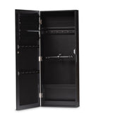 Pontus Modern and Contemporary Black Finished Wood Wall-Mountable Jewelry Armoire with Mirror