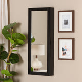 Pontus Modern and Contemporary Black Finished Wood Wall-Mountable Jewelry Armoire with Mirror