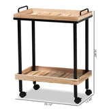 Olinda Modern and Contemporary Oak Brown Finished Wood and Black Metal Kitchen Cart