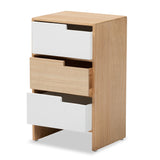 Eben Modern and Contmeporary Two-Tone White and Oak Brown Finished Wood 3-Drawer Storage Cabinet