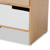 Eben Modern and Contmeporary Two-Tone White and Oak Brown Finished Wood 3-Drawer Storage Cabinet