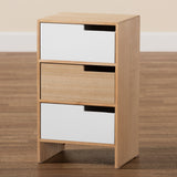 Eben Modern and Contmeporary Two-Tone White and Oak Brown Finished Wood 3-Drawer Storage Cabinet