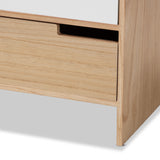 Eben Modern and Contmeporary Two-Tone White and Oak Brown Finished Wood 6-Drawer Storage Cabinet