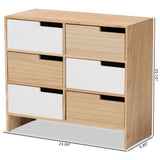 Eben Modern and Contmeporary Two-Tone White and Oak Brown Finished Wood 6-Drawer Storage Cabinet