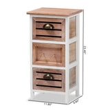 Palta Modern and Contemporary Two-Tone White and Oak Brown Finished Wood 3-Drawer Storage Unit