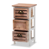 Palta Modern and Contemporary Two-Tone White and Oak Brown Finished Wood 3-Drawer Storage Unit