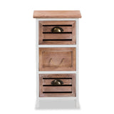 Palta Modern and Contemporary Two-Tone White and Oak Brown Finished Wood 3-Drawer Storage Unit