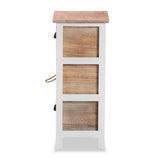 Palta Modern and Contemporary Two-Tone White and Oak Brown Finished Wood 3-Drawer Storage Unit