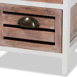 Palta Modern and Contemporary Two-Tone White and Oak Brown Finished Wood 3-Drawer Storage Unit