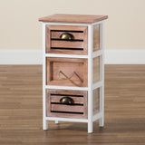 Palta Modern and Contemporary Two-Tone White and Oak Brown Finished Wood 3-Drawer Storage Unit