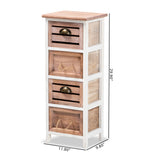 Palta Modern and Contemporary Two-Tone White and Oak Brown Finished Wood 4-Drawer Storage Unit