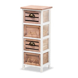 Palta Modern and Contemporary Two-Tone White and Oak Brown Finished Wood 4-Drawer Storage Unit