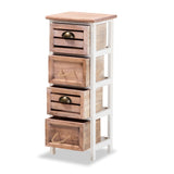 Palta Modern and Contemporary Two-Tone White and Oak Brown Finished Wood 4-Drawer Storage Unit