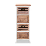 Palta Modern and Contemporary Two-Tone White and Oak Brown Finished Wood 4-Drawer Storage Unit