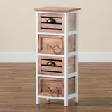 Palta Modern and Contemporary Two-Tone White and Oak Brown Finished Wood 4-Drawer Storage Unit