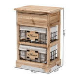 Madra Modern and Contemporary Oak Brown Finished Wood and 1-Drawer Nightstand With Baskets