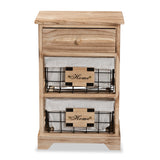 Madra Modern and Contemporary Oak Brown Finished Wood and 1-Drawer Nightstand With Baskets