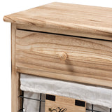 Madra Modern and Contemporary Oak Brown Finished Wood and 1-Drawer Nightstand With Baskets