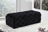 Casey Velvet / Engineered Wood / Foam Contemporary Black Velvet Ottoman/Bench - 52" W x 22.5" D x 18" H