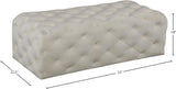 Casey Velvet / Engineered Wood / Foam Contemporary Cream Velvet Ottoman/Bench - 52" W x 22.5" D x 18" H