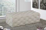 Casey Velvet / Engineered Wood / Foam Contemporary Cream Velvet Ottoman/Bench - 52" W x 22.5" D x 18" H