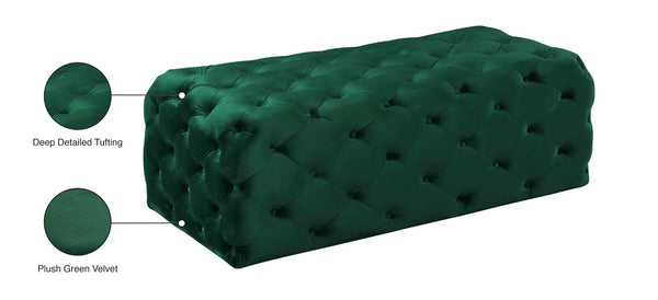 Casey Velvet / Engineered Wood / Foam Contemporary Green Velvet Ottoman/Bench - 52" W x 22.5" D x 18" H