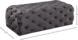 Casey Velvet / Engineered Wood / Foam Contemporary Grey Velvet Ottoman/Bench - 52" W x 22.5" D x 18" H