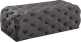 Casey Velvet / Engineered Wood / Foam Contemporary Grey Velvet Ottoman/Bench - 52" W x 22.5" D x 18" H