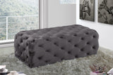 Casey Velvet / Engineered Wood / Foam Contemporary Grey Velvet Ottoman/Bench - 52" W x 22.5" D x 18" H