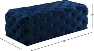 Casey Velvet / Engineered Wood / Foam Contemporary Navy Velvet Ottoman/Bench - 52" W x 22.5" D x 18" H
