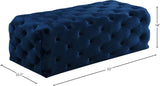 Casey Velvet / Engineered Wood / Foam Contemporary Navy Velvet Ottoman/Bench - 52" W x 22.5" D x 18" H