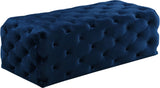 Casey Velvet / Engineered Wood / Foam Contemporary Navy Velvet Ottoman/Bench - 52" W x 22.5" D x 18" H