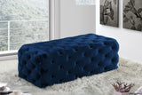 Casey Velvet / Engineered Wood / Foam Contemporary Navy Velvet Ottoman/Bench - 52" W x 22.5" D x 18" H