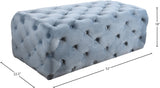 Casey Velvet / Engineered Wood / Foam Contemporary Sky Blue Velvet Ottoman/Bench - 52" W x 22.5" D x 18" H