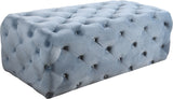 Casey Velvet / Engineered Wood / Foam Contemporary Sky Blue Velvet Ottoman/Bench - 52" W x 22.5" D x 18" H