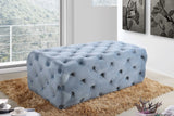 Casey Velvet / Engineered Wood / Foam Contemporary Sky Blue Velvet Ottoman/Bench - 52" W x 22.5" D x 18" H