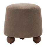 Contemporary 3-legged Round Sherpa Ottoman, Brown Kd