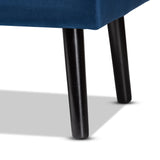 Caine Modern and Contemporary Navy Blue Velvet Fabric Upholstered and Dark Brown Finished Wood Storage Bench