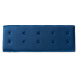 Caine Modern and Contemporary Navy Blue Velvet Fabric Upholstered and Dark Brown Finished Wood Storage Bench