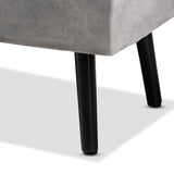 Caine Modern and Contemporary Grey Velvet Fabric Upholstered and Dark Brown Finished Wood Storage Bench