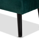 Caine Modern and Contemporary Green Velvet Fabric Upholstered and Dark Brown Finished Wood Storage Bench