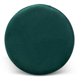 Chaela Contemporary Glam and Luxe Green Velvet Fabric Upholstered and Gold Finished Metal Ottoman