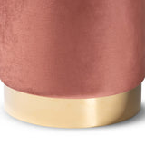 Chaela Contemporary Glam and Luxe Blush Pink Velvet Fabric Upholstered and Gold Finished Metal Ottoman