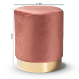 Chaela Contemporary Glam and Luxe Blush Pink Velvet Fabric Upholstered and Gold Finished Metal Ottoman